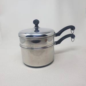 Vintage Farberware Yonkers NY 2 Qt Double Boiler Stainless Steel with Lid USA
