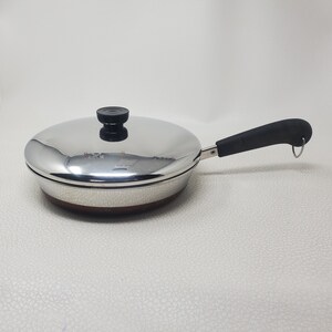 Vintage Revere Ware 9 Inch Copper Bottom Frying Pan Skillet with Lid USA