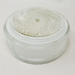 Vintage Art Deco Frosted Glass Ceiling Light Fixture Spiral Design
