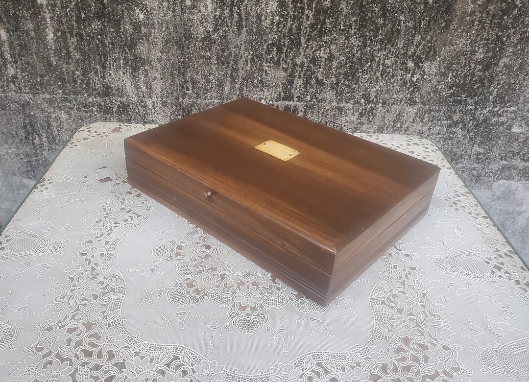 Vintage Reed & Barton Flatware Chest Service for 12 Dark Mahogany Etsy