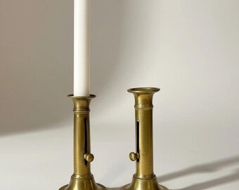 Antique European Brass Candlesticks 2 Push Up Authentic Candle Beauties