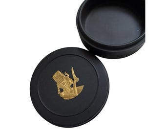 Vtg 1978 Wedgwood Black Basalt Jasperware Vergoldete Königin Ankhesenamun Trinket Box
