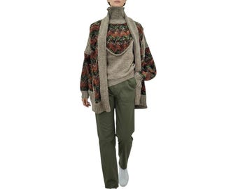 Vtg Chenille & Wolle Strickjacke Set Seltene Größe Med Madurada