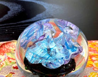 Glass Orb Large Ball Paper Weight Reflective Art Light Mystic Hand Made