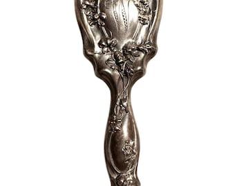 Silver Maiden Antique Art Nouveau REPOUSSE' Hairbrush, Ornate Luxury