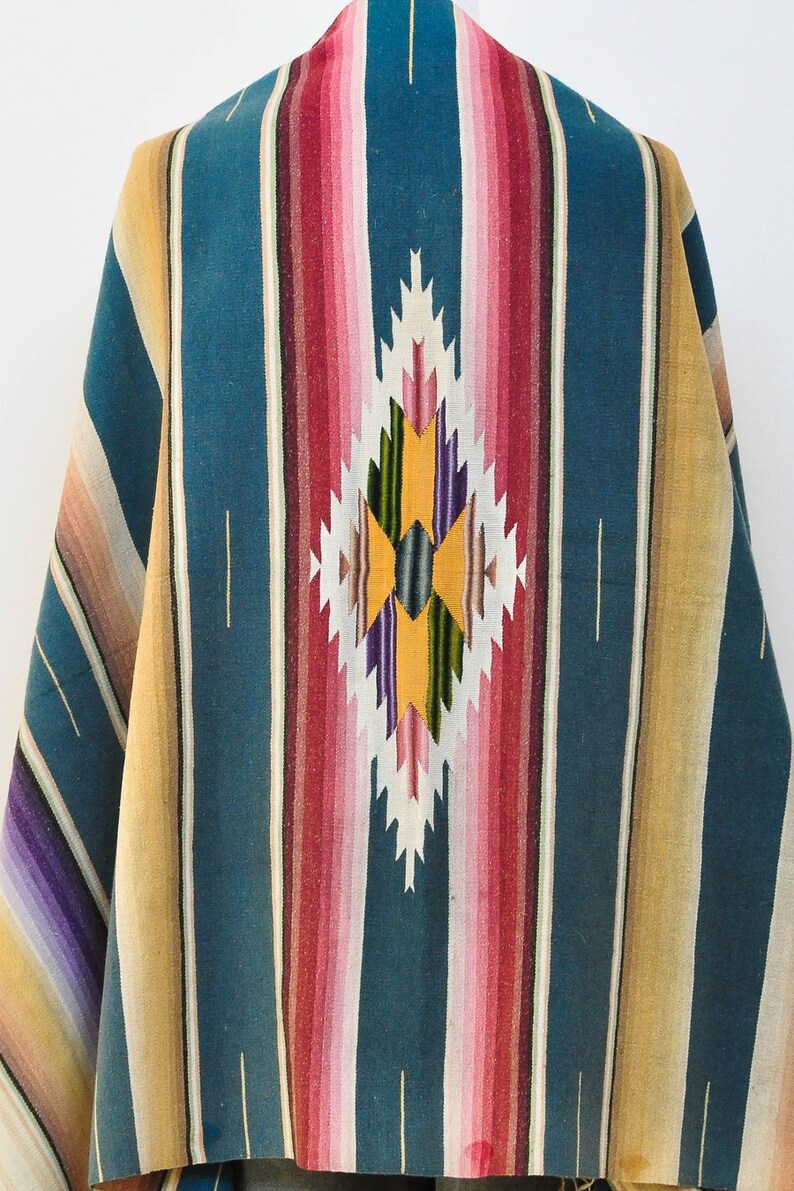 Authentic Vintage Serape Mexican Wool Silk Eye of God 50s ...