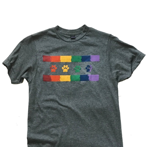 Chicago Paw Pride Flag Unisex Tshirt - HEATHER CHARCOAL