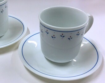 Set of 2 Vintage Corelle Spring Blossom Green Cups and Saucers Mugs 2 34 Set of 2 Vintage Corelle Spring Blossom Green Cups and Saucers Mugs 2 34
