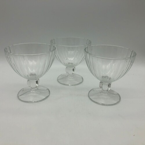 Pair of Vintage Glass Dessert Stems Footed Ice Cream Bowls Etsy