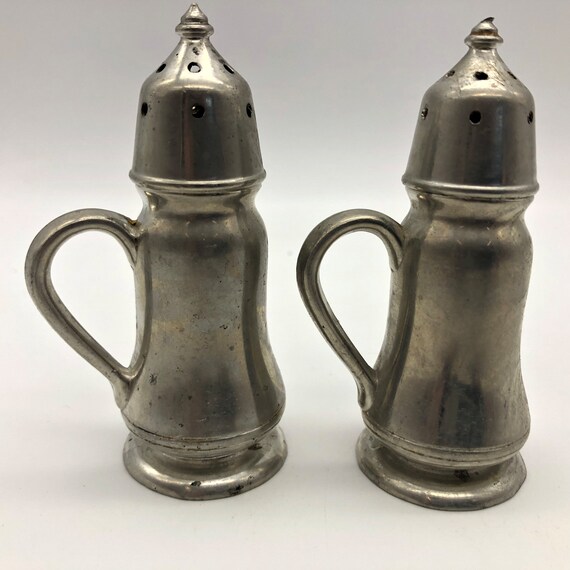Vintage Quaker Genuine Pewter Salt and Pepper Shaker Set Etsy