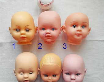 Große Puppenköpfe, Vintage Babypuppenteile, Vinyl und Kunststoff, Reparaturwiederverwendung, Puppenrestaurierung, Puppenherstellung, montage verändert, Bastelbedarf