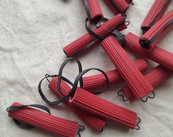 Vintage Rubber Hair Curlers - Set of 15 Curling Rollers, USSR Beauty Salon