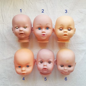 Plastic doll heads, Vintage baby doll parts, Chubby doll limbs, Doll restoring making, Puppet parts, Assemblage altered, Craft supply