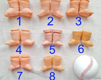 Vintage Small Doll Feet: Plastic or Vinyl Limbs for Repair, Restore Parts, Craft Supply