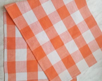 Vintage Geschirrtuch, kariert, orange-weiß gestreift, Größe 30 x 73 cm, Rustikales Geschirrtuch, Leinengeschirrtuch, Made in der Ukraine