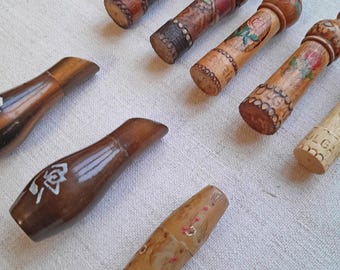 Vintage Wooden Needle Case: Needle Holder, Cylindrical Sewing Pin Storage, Rose Scented