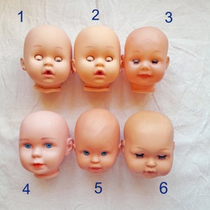 Vinyl doll heads, Vintage baby doll parts, Chubby doll limbs, Doll restoring making, Puppet parts, Assemblage altered, Craft supply