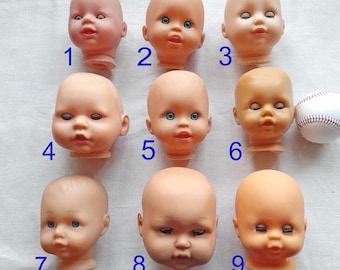 Mittlerer Puppenkopf, Vintage Babypuppenteile, Vinyl und Kunststoff, Reparaturwiederverwendung, Puppenrestaurierung, Puppenherstellung, Assessment verändert, Bastelzubehör