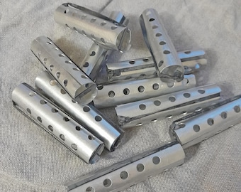 Vintage Aluminum Hair Curlers - Set of 11 Metal Rollers, Hair Curling