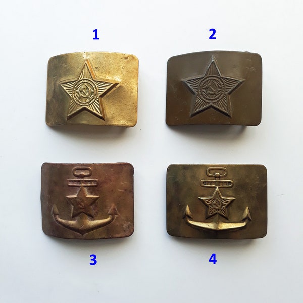 Soviet metal buckle for sailor navy belt, USSR army military and marine, Vintage navy uniform, Gold star, Sickle and hammer, Marine anchor