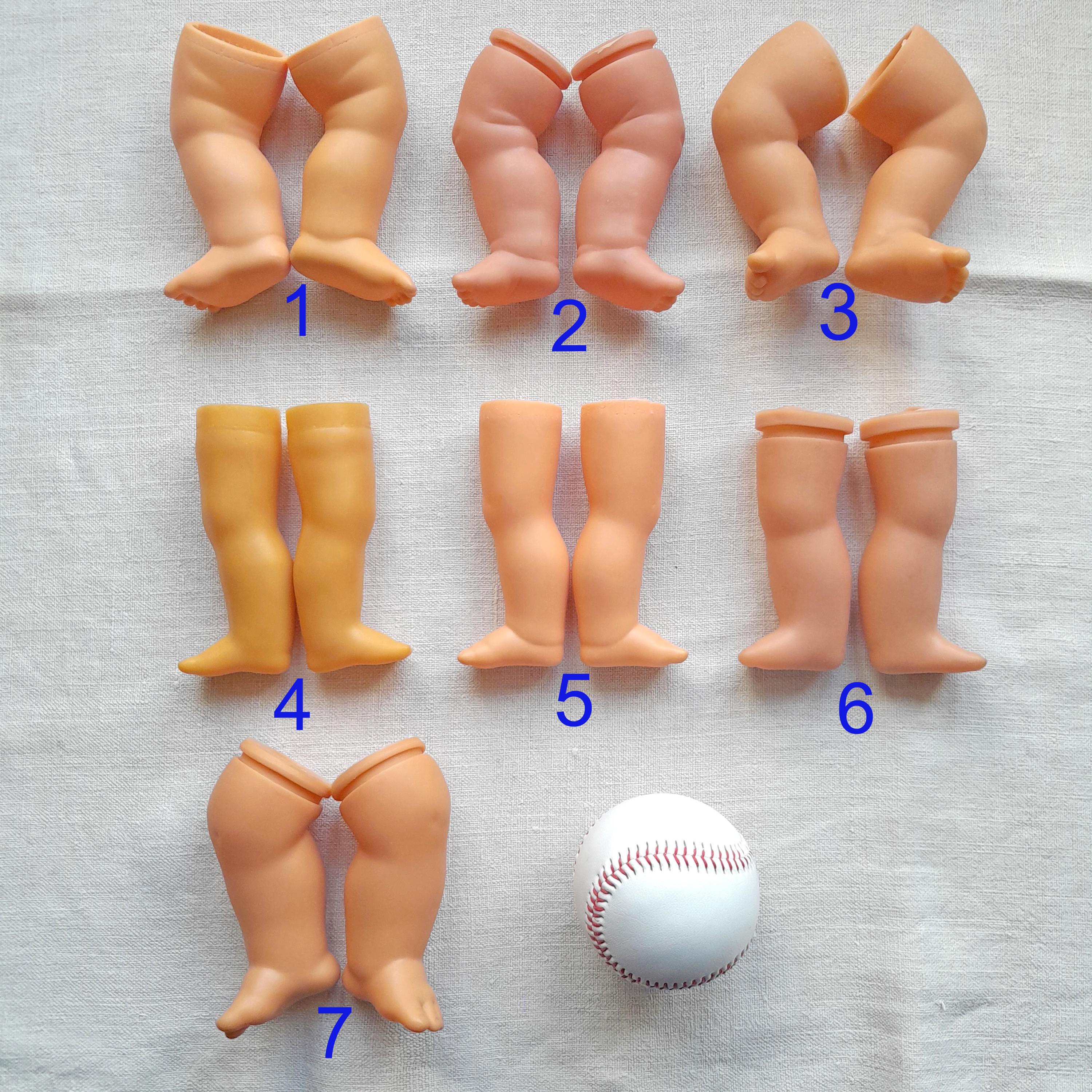 Mittlere Puppenbeine, Vintage Babypuppenglieder, Vinyl- und Plastikfüße, Puppenrestaurierung, Reparaturwiederverwendung, Puppenherstellungszubehör