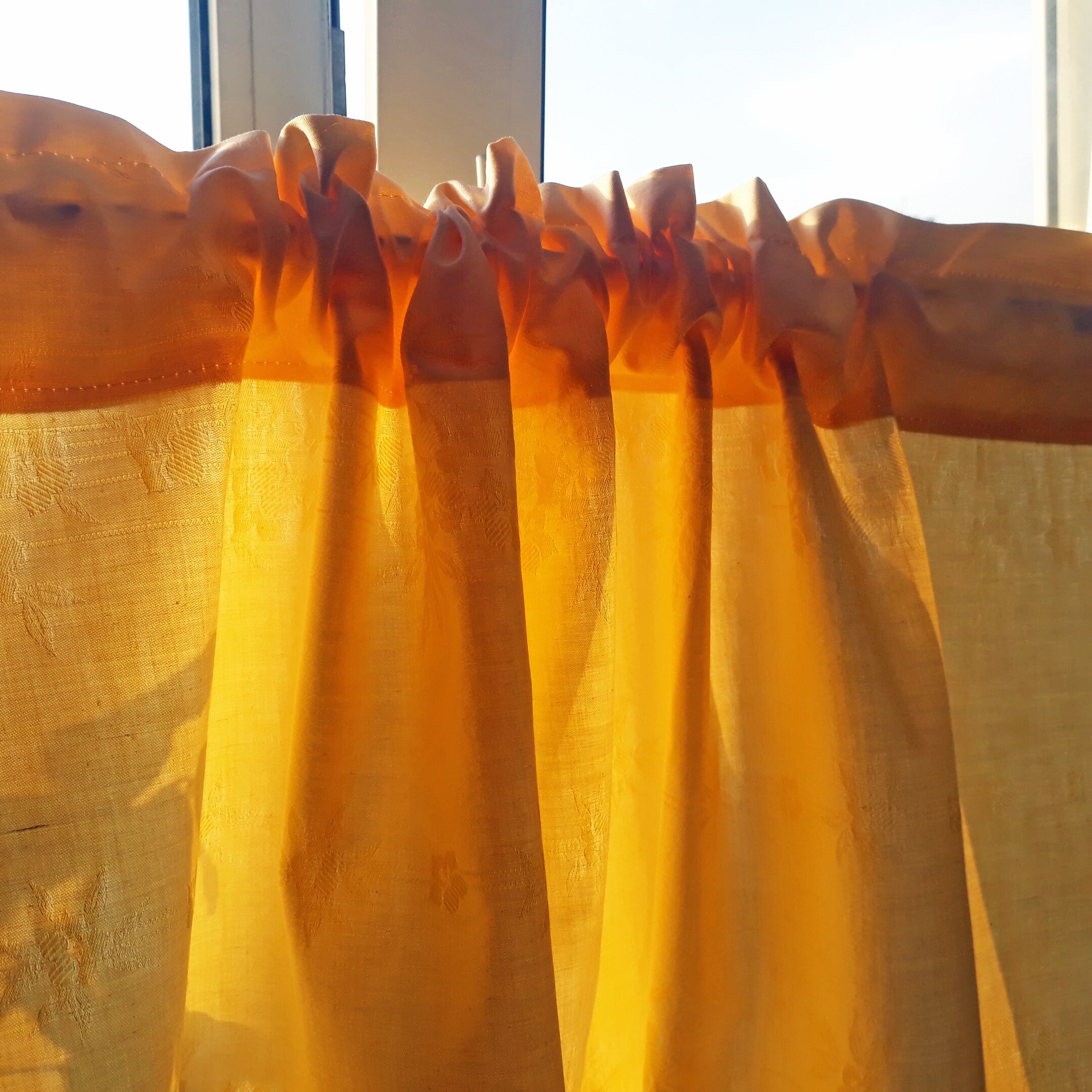 Yellow cotton curtain with flowers pattern Vintage valance Etsy
