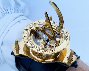 Pulsera Steampunk con brújula y reloj de sol