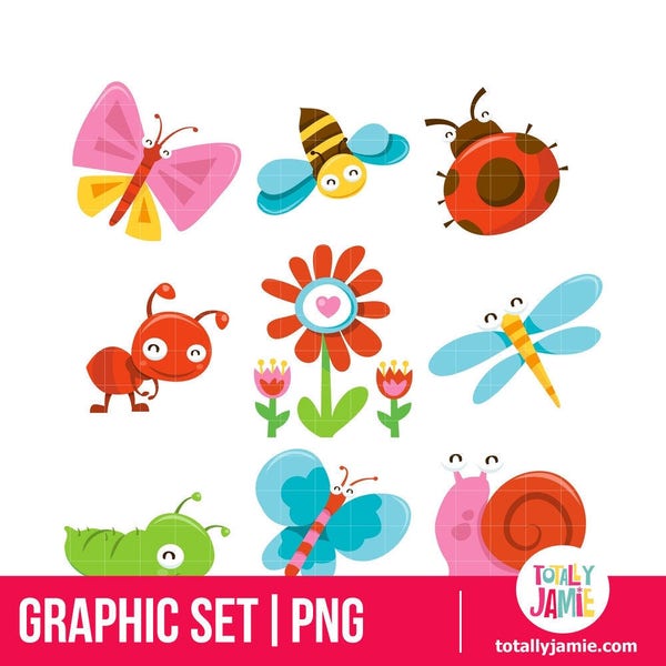 Garden Bugs Clipart - Etsy