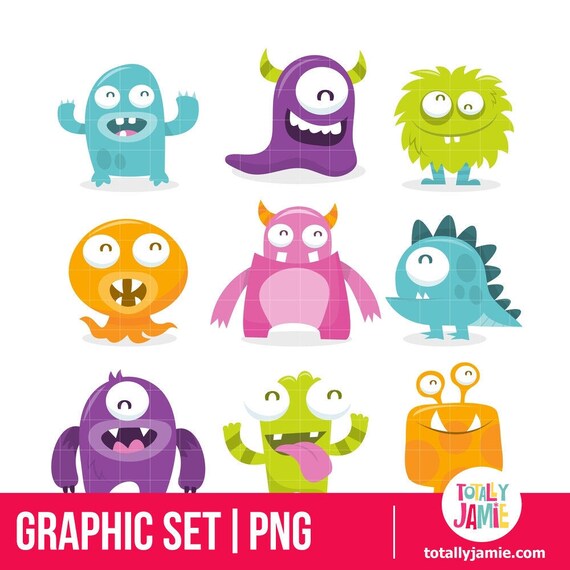 Kleine Monster Clipart Kleine Monster Clipart Susse Monster Etsy