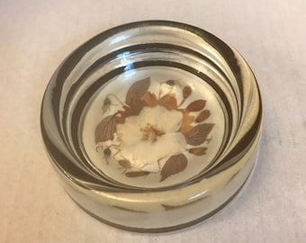 Vintage Glass Dried Flower Paperweight Desk Organiser Pins or Water