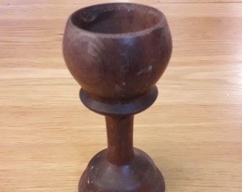 Treen Turned Hardwood Greco Roman Style Tea Light Holder or Egg Cup