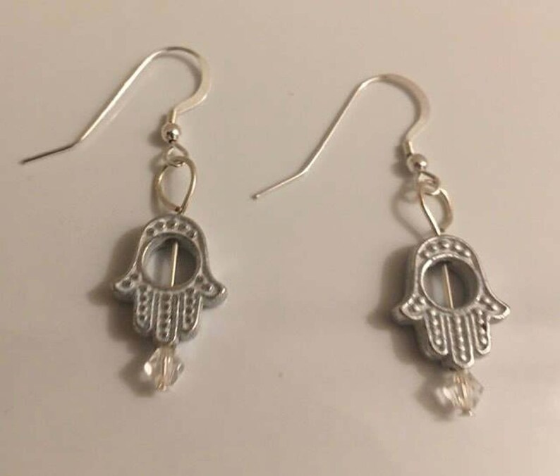 Hamsa Earrings White