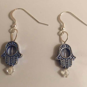 Hamsa Earrings Blue