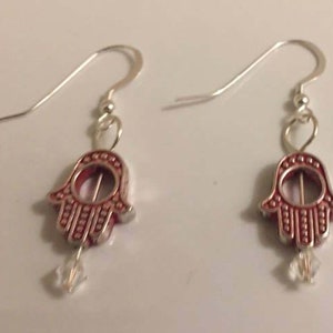 Hamsa Earrings Red