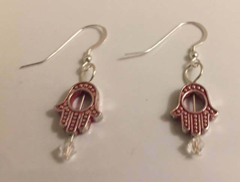 Hamsa Earrings Red