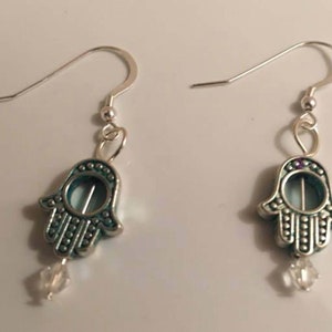 Hamsa Earrings Green