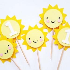 Set of 12Pcs - Sunshine Sun Cupcake Toppers