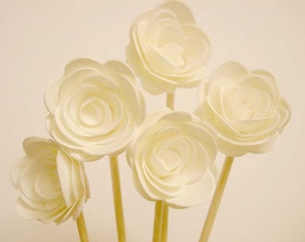 Set of 24Pcs - 3D 'ROSE ' Party Picks, Cupcake Toppers, Toothpicks, Food Picks (white)