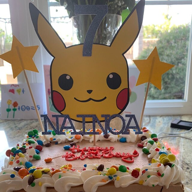 Personalized Pikachu Theme Cake Topper | Etsy