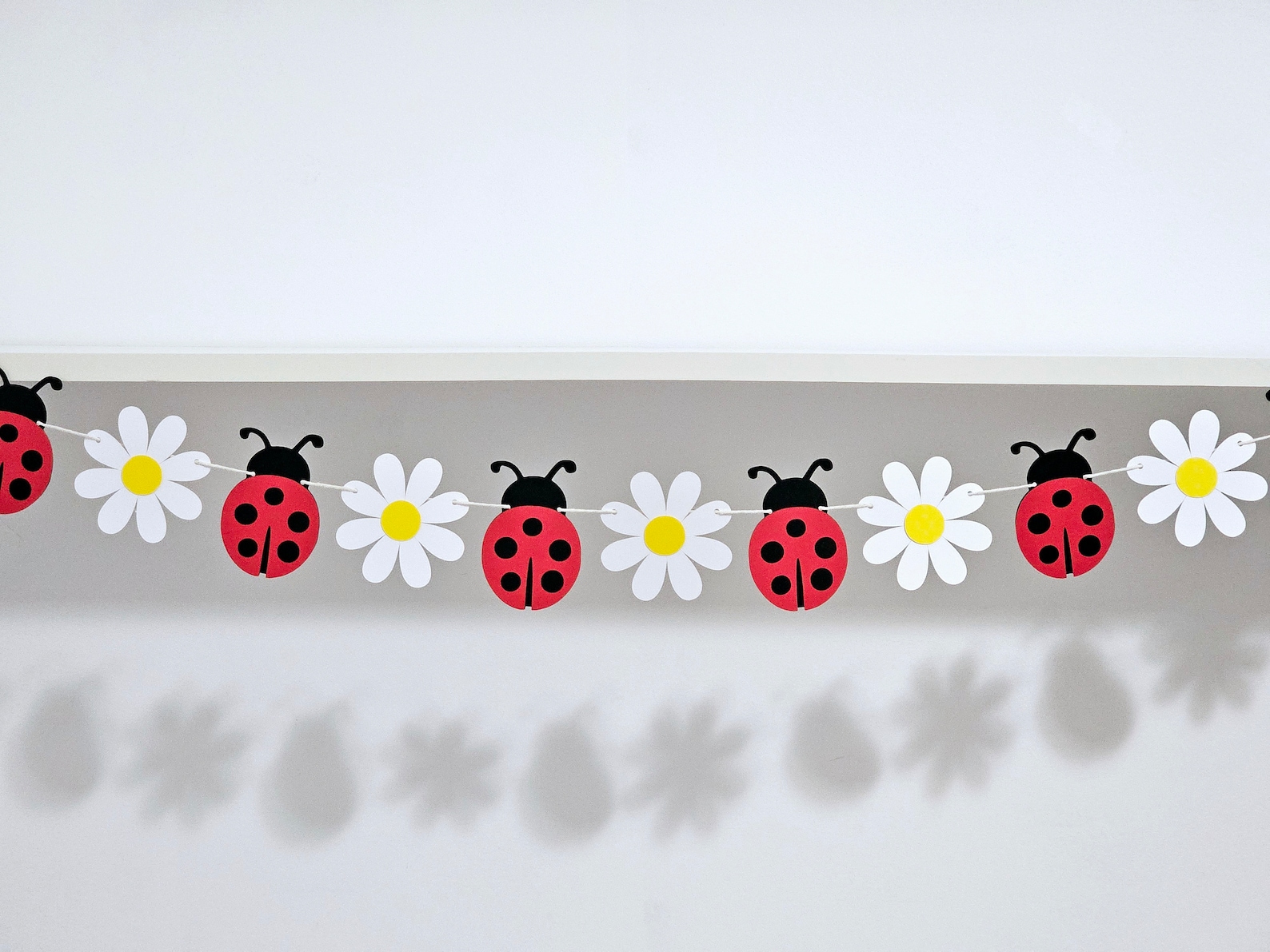 Ladybug  Daisy Party Garland Ladybug Banner First Birthday Party Decor Daisy Garland Smash Cake Photo Prop