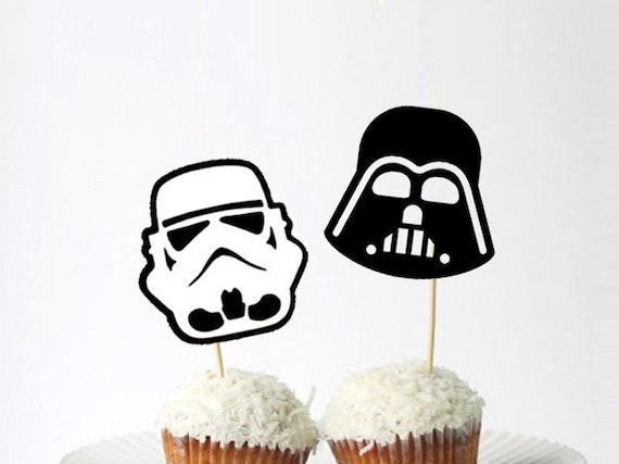 de studie nevel piek Set of 24pcs Darth Vader & Storm Trooper Cupcake Topper - Etsy