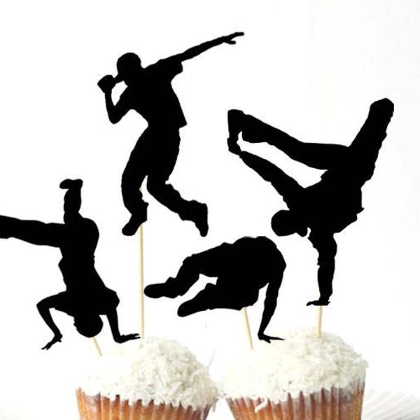 Set of 24Pcs - Breakdance Cupcake Toppers