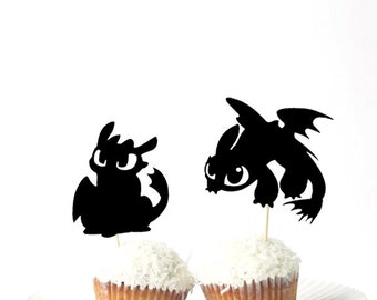 Set of 24Pcs - Dragon Cupcake Toppers,