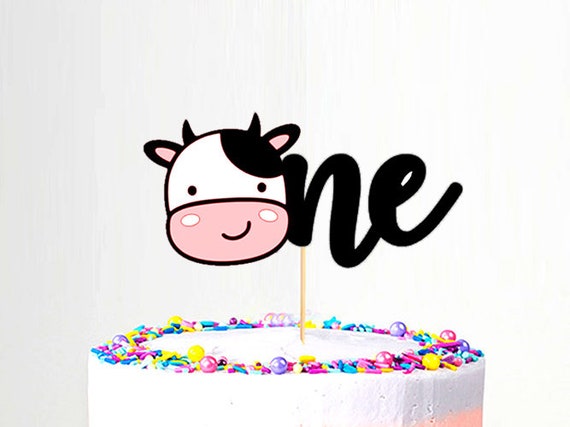 ONE Cute Cow Cake Topper