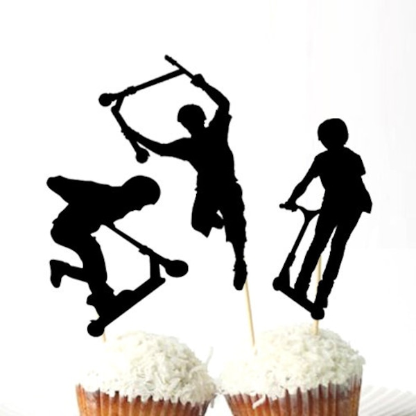 Set of 24Pcs - Extreme Scooter Cupcake Toppers