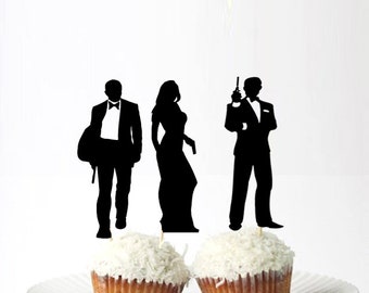 Set of 12Pcs - Bond Cupcake Toppers