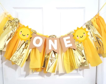Sunshine Sun Birthday High Chair Banner, Smash Cake Photo Prop.
