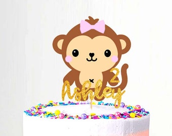 Personalized Cute Little Monkey Cake Topper