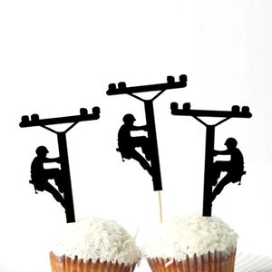 Double Sided Lineman Cupcake Toppers