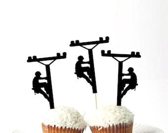Set of 24Pcs - Lineman Cupcake Toppers